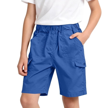 OSOLU Teen Shorts Boys Shorts Summer Comfortable Solid Color Knee Length With Pockets Everyday Wear Summer Breathable Sport Shorts