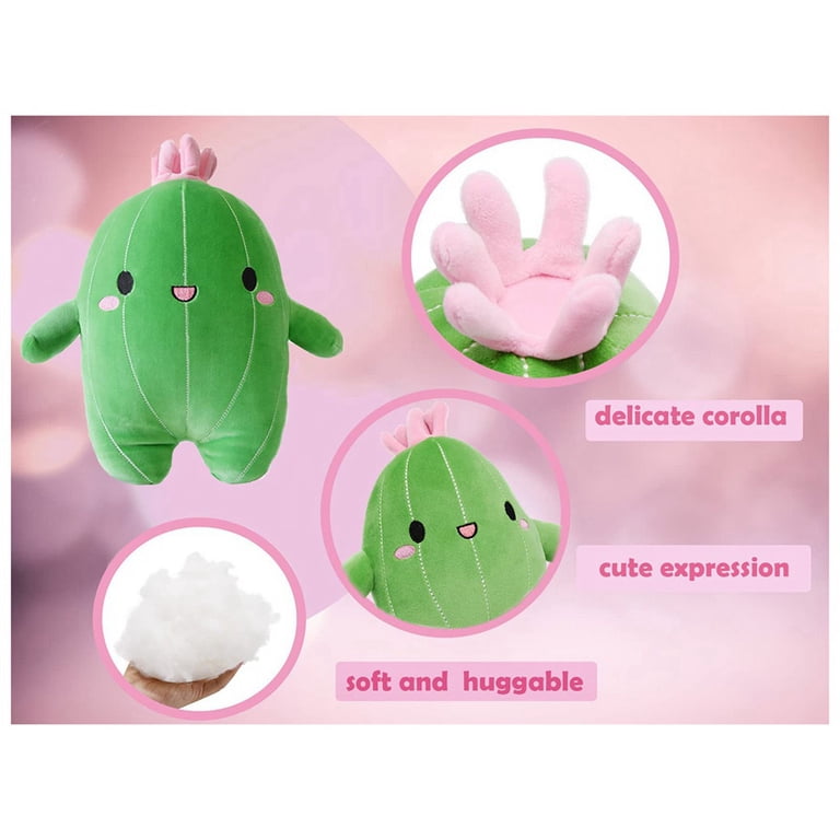 Cuddly Cactus Stuffed Plant Animal with Smile Face and Pink Antenna Soft  Cacti Plush Toy Pillow,M - Walmart.com