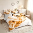 thumbnail image 2 of Manfei Abstract Artwork Full Size Bedding Sets, Gradient Full Size Bed in a Bag, Orange, Gray Reversible 7-Piece, 2 of 6