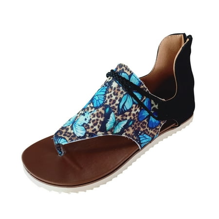 

Hvyes Women Summer Sunflower Clip-Toe Flat Sandals Retro Gladiator Roman Shoes Casual Boho Beach Sandal