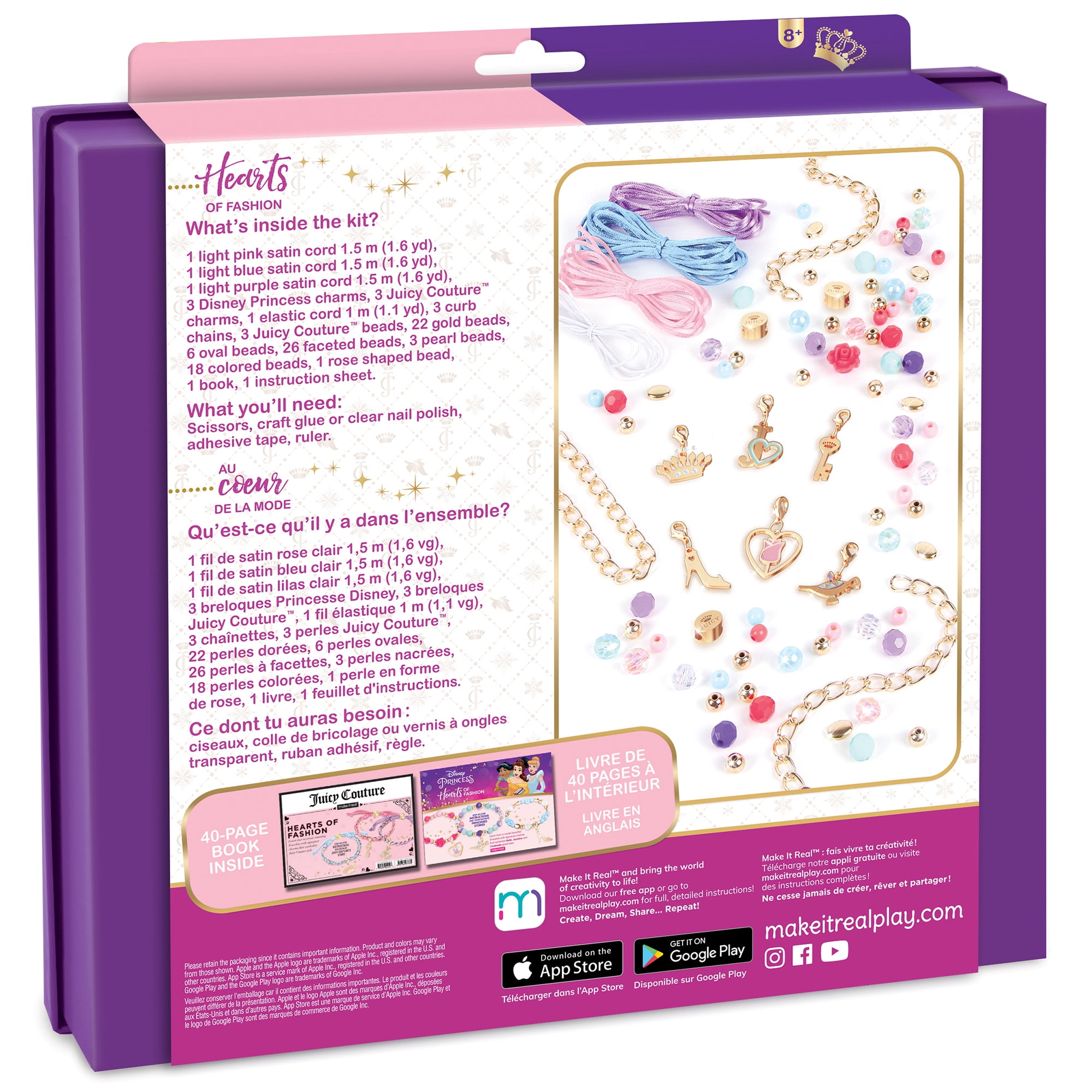 Disney Princess x Juicy Couture: Hearts of Fashion DIY Bead Jewelry Kit- Create 6 Bracelets, 9 Charms, Ages 8+
