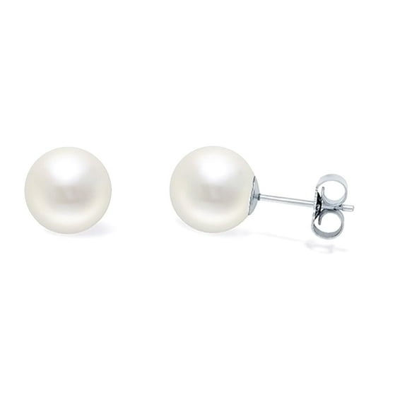 7.5-8mm AAAA Quality Japanese White Akoya Cultured Pearl Stud Earrings for Women Sterling Silver - PremiumPearl