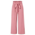 thumbnail image 3 of NAISIBABY Girls Pants, Loose Pleated Wide Leg Smocked High Waist Cotton Linen Casual Trousers Pink 12T, 3 of 8