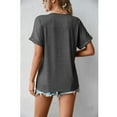 thumbnail image 3 of WIZUTIZ Plus Size Tops for Women up to 65% Off Breathable Fluffy Athletic Tee V-Neck Cozy Style Short Sleeve Tshirt Elegant Solid Linen Tshirts Comfy Holiday Beach T-shirt Casual Ladies Tops Gray, 3 of 6