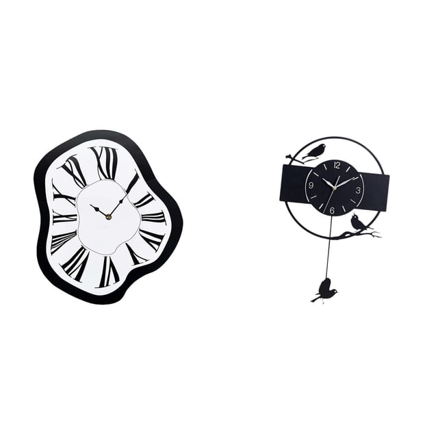 Reloj de pared acrílico distorsionado, diseño único y creativo de pájaro derretido, adorno minimalista de arte, reloj decorativo colgante para escrito