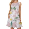 thumbnail image 1 of EQWLJWE Robe Longue pour Femmes Mode Col Rond Sans Manches Lettre Décontractée Poche Imprimée Robe Longue Maxi, 1 of 6