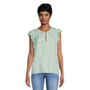 Time and Tru Women's Woven Ruffle Tank Top