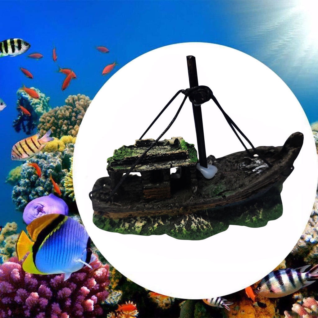 mtvxesu Fish Tank Decor Aquarium Fish TankPirate Ship Wreck Ship Decor Resin Ornament Sale