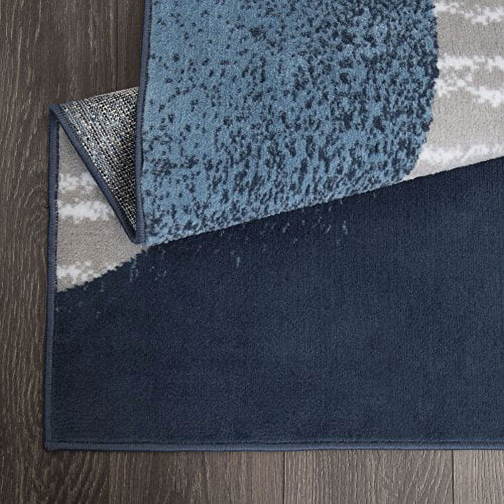 Home Dynamix Premium Indus Contemporary Geometric Runner Area Rug, Blue/Grey, 1'9"x7'2"