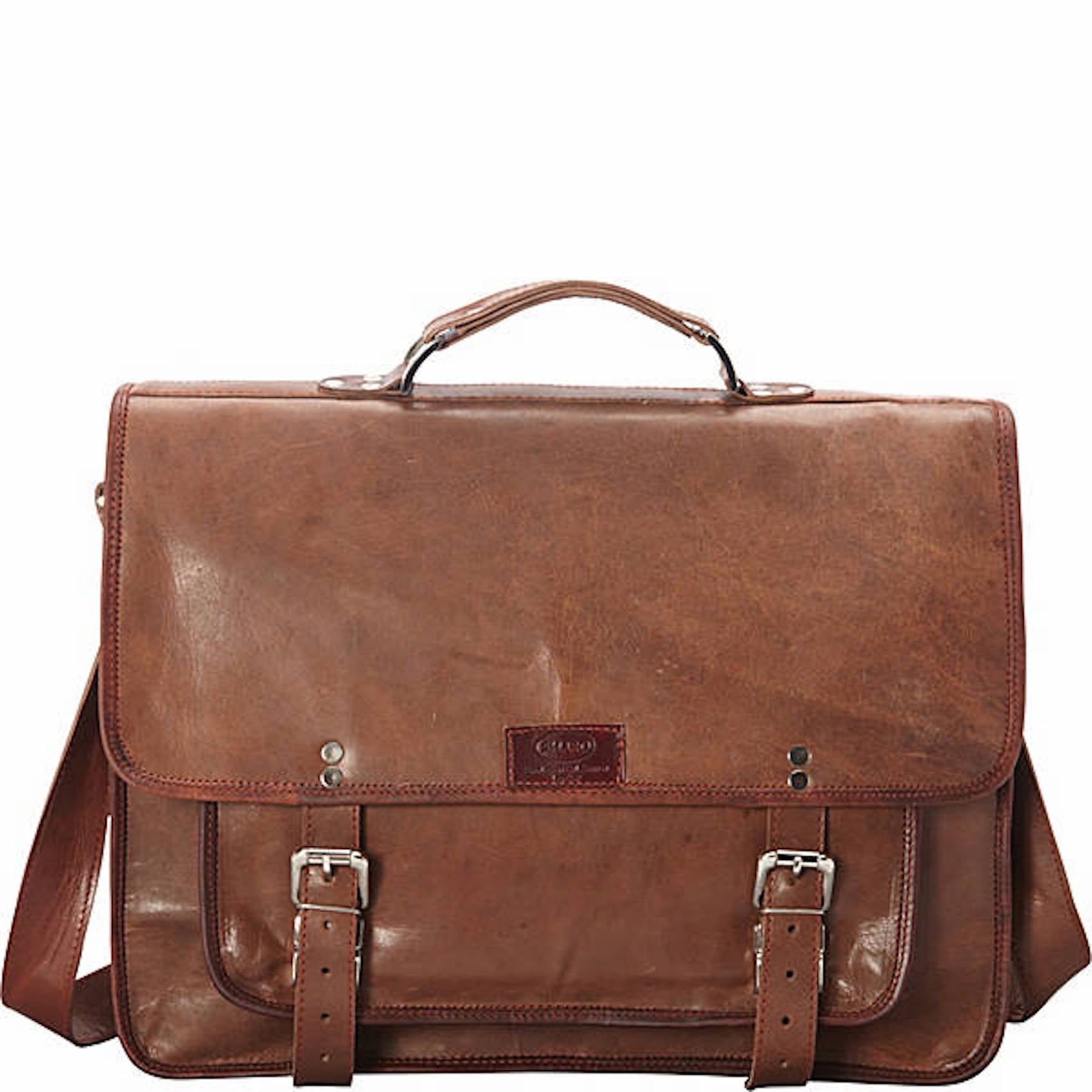 Sharo Large Office Genuine Leather Laptop Bag, Brown