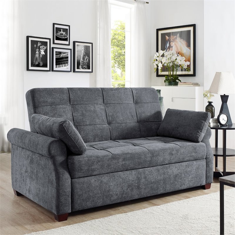 Serta Haiden Sofa Gray Microfiber, Serta Convertible Futon Sofa Bed