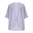thumbnail image 4 of ZACPNCV Girls Lightweight Chiffon Cardigan Puff Sleeve Loose Beach Wear Cover Up Blouse Top Purple 9-10 Years, 4 of 5