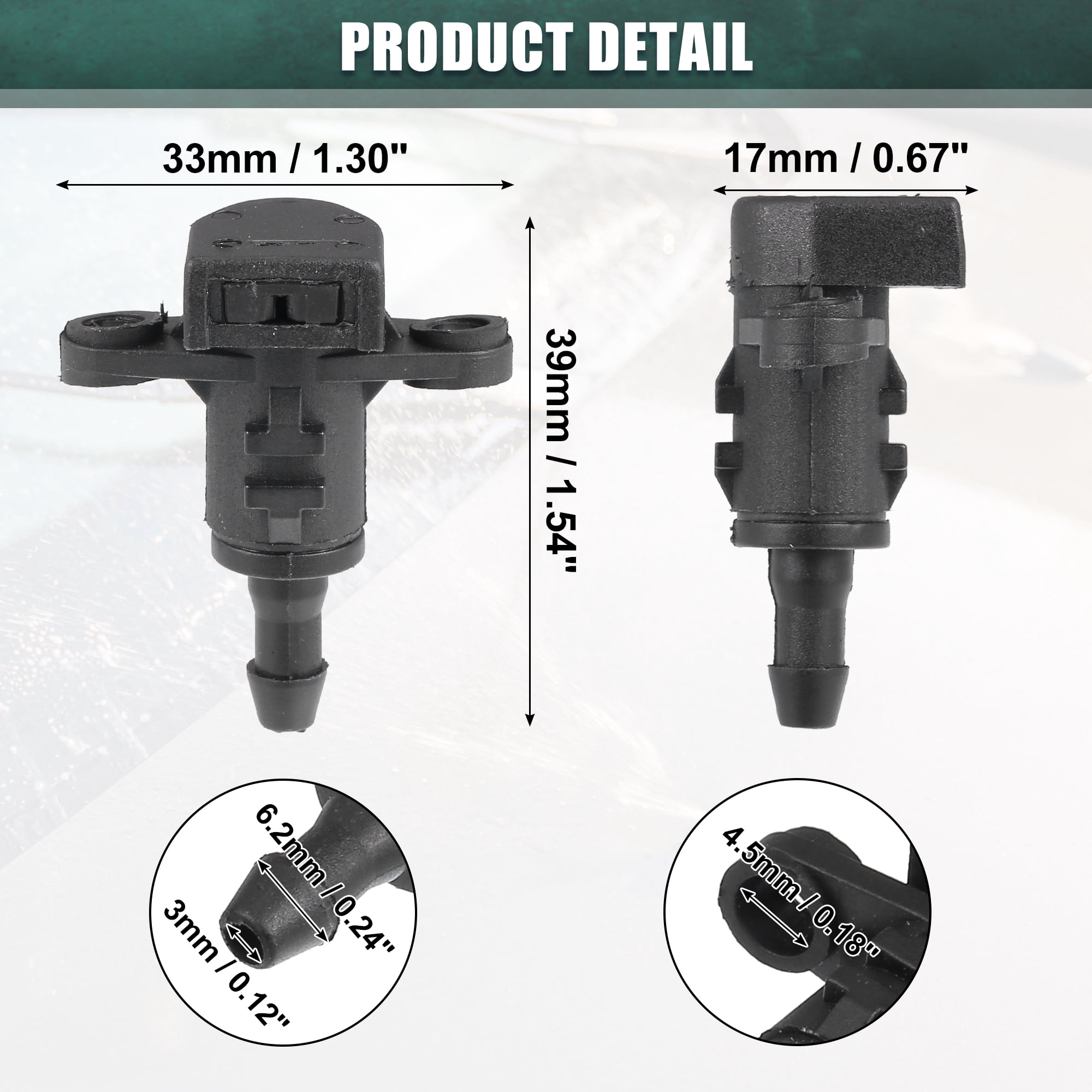 Unique Bargains Windshield Wiper Washer Nozzle Fit for Kia Forte 2014-2018