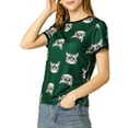 thumbnail image 3 of Allegra K Women's Short Sleeve Contrast Cartoon Cat Pet Print Tee Ringer T-Shirt Tops, 3 of 7