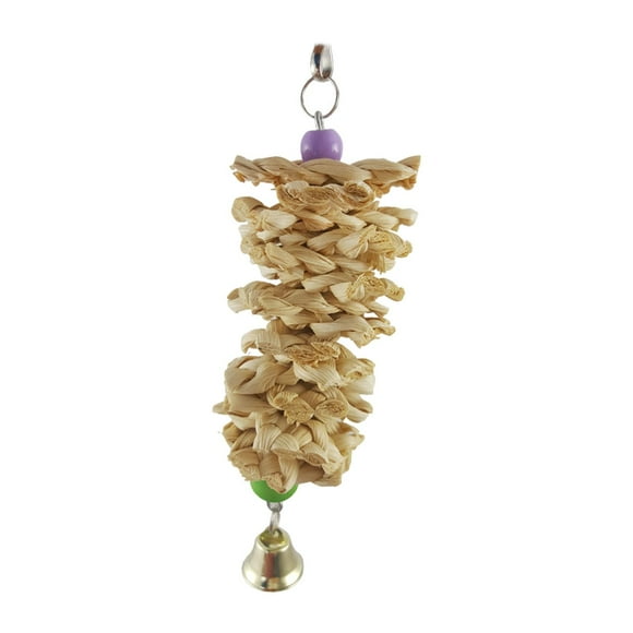 Parrot Toys Chewing Bird Toy Cuttlebone Cage Hanging Toys with African Greys Amazon Budgies Parakeet Cockatiel , Corn Husk Woven