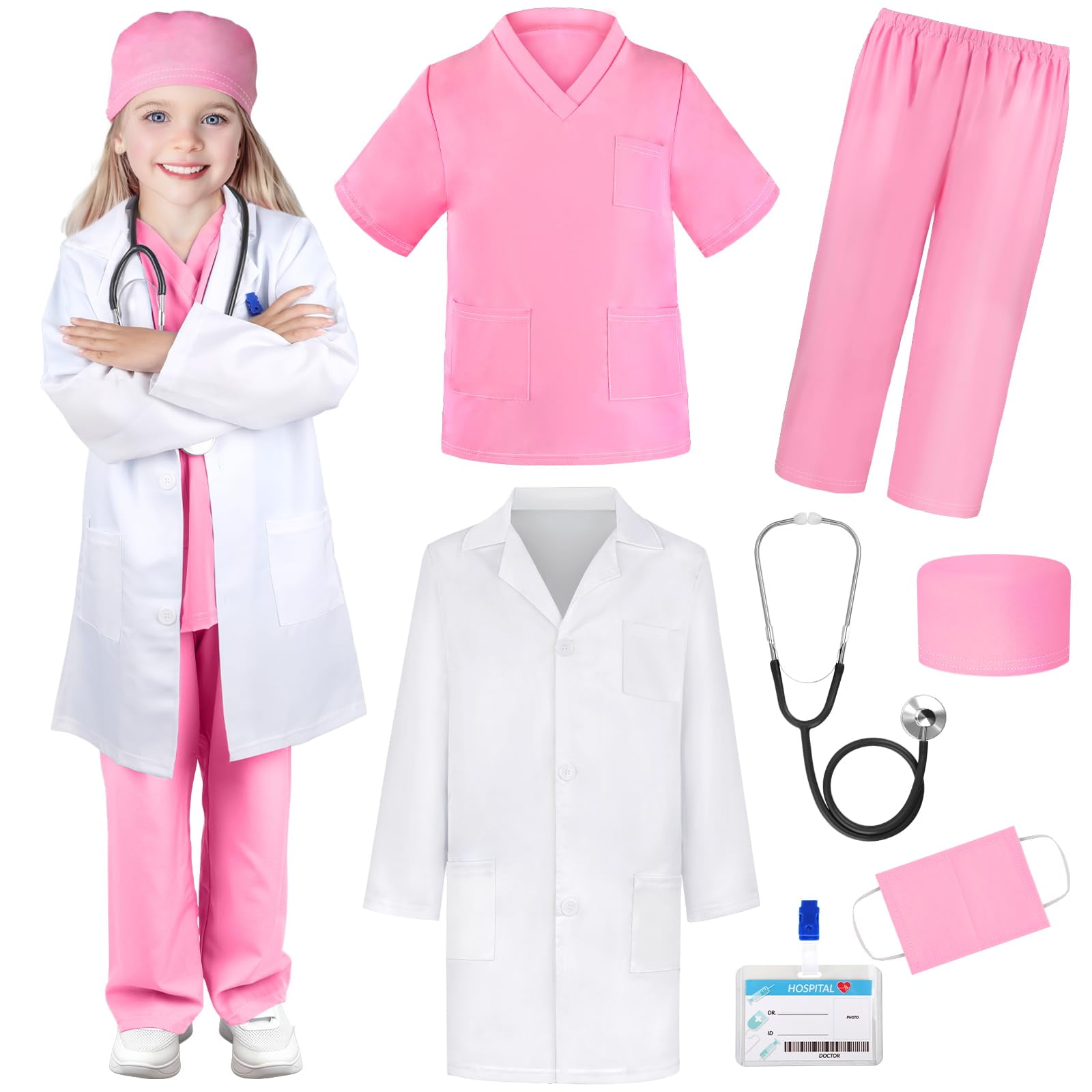 Disfraz De Enfermera Y Médico Para Niños – Juego De Rol Con Bata Blanca Y Placa Identificativa Disfraz De Enfermera Y Médico Para Niños – Juego De Rol Con Bata Blanca Y Placa Identificativa
