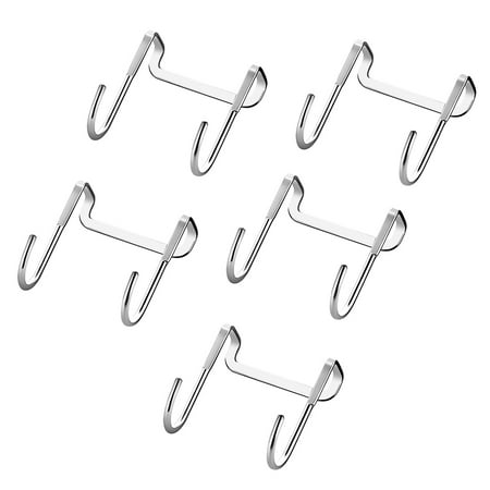 

304 Stainless Steel Dual Hook Cabinet Hangers - 5 Pack for Cupboards Drawers & Doors - towel & Clothing Organizer