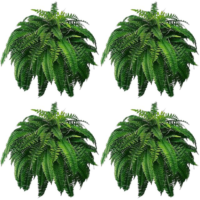 4Pcs 22" Ferns Artificial Bush Plants Large Artificial Boston Ferns With 90 Fronds For Outdoors & Home Decor
