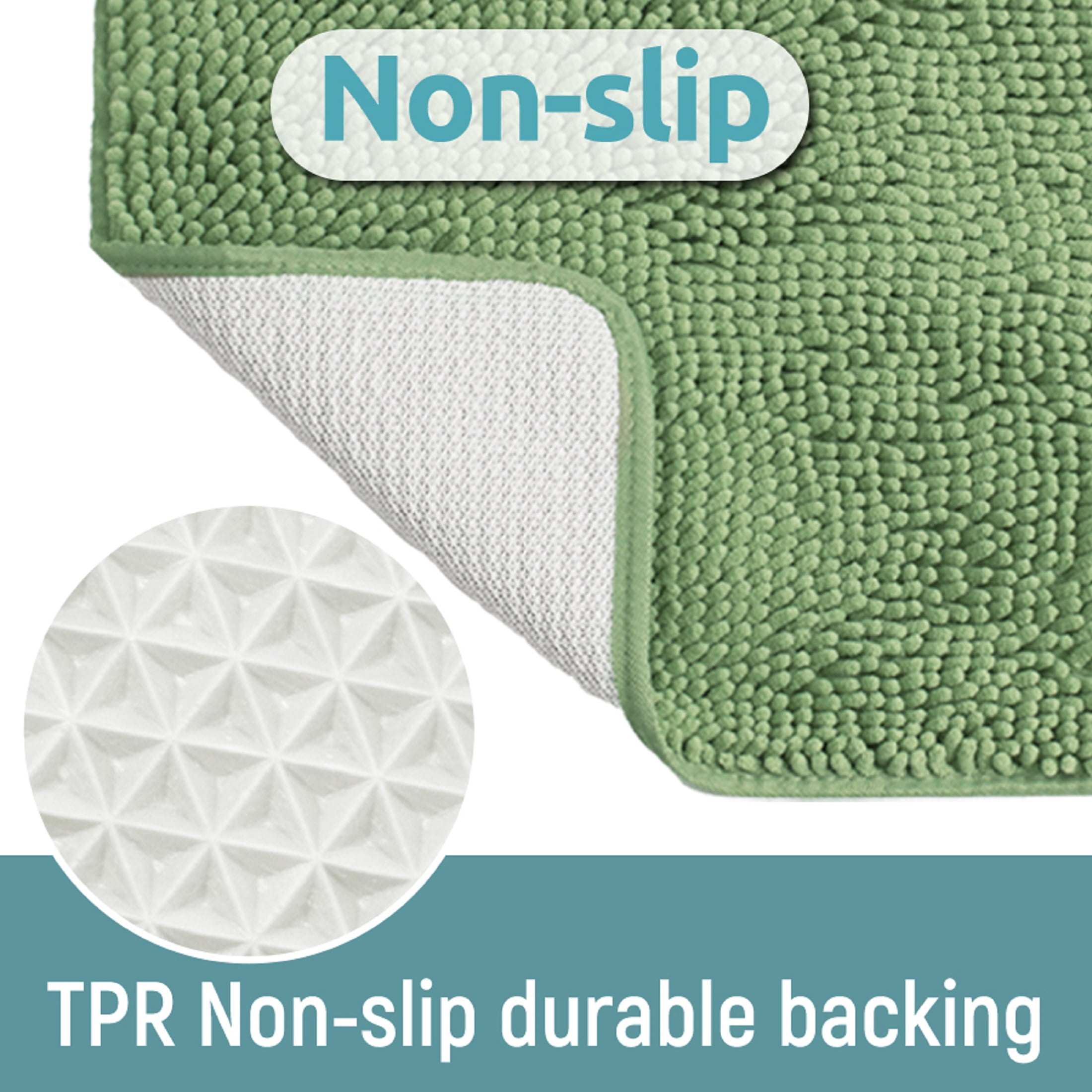 Niubya Bathroom Rug, Contour Toilet Bath Rugs, Non-Slip Floor Mat With Rubber BackingMachine Wash and Dry, 32x20, Green