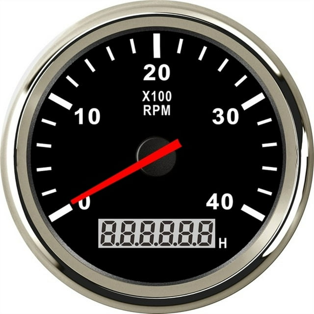 Tachymètre 85mm 3-8K RPM Tacho Mètre avec Écran LCD pour Voiture Bateau 12V/24V Rétroéclairage Rouge Jauge Marine, Facile à Calibrer