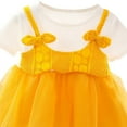 thumbnail image 2 of Gyratedream Baby Girls Short Sleeve Striped Lace Tulle Princess Dress Bowknot Sundress Summer Dress, Yellow, 2 of 7