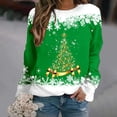 thumbnail image 2 of BODOAO Christmas Sweatshirt for Women Crewneck Loose Christmas Tree Print Long Sleeve Pullover Hoodies Tops Fall Fashion Outfits Clothes 2025 Christmas Tree Snowflake Printed Top Green L, 2 of 4