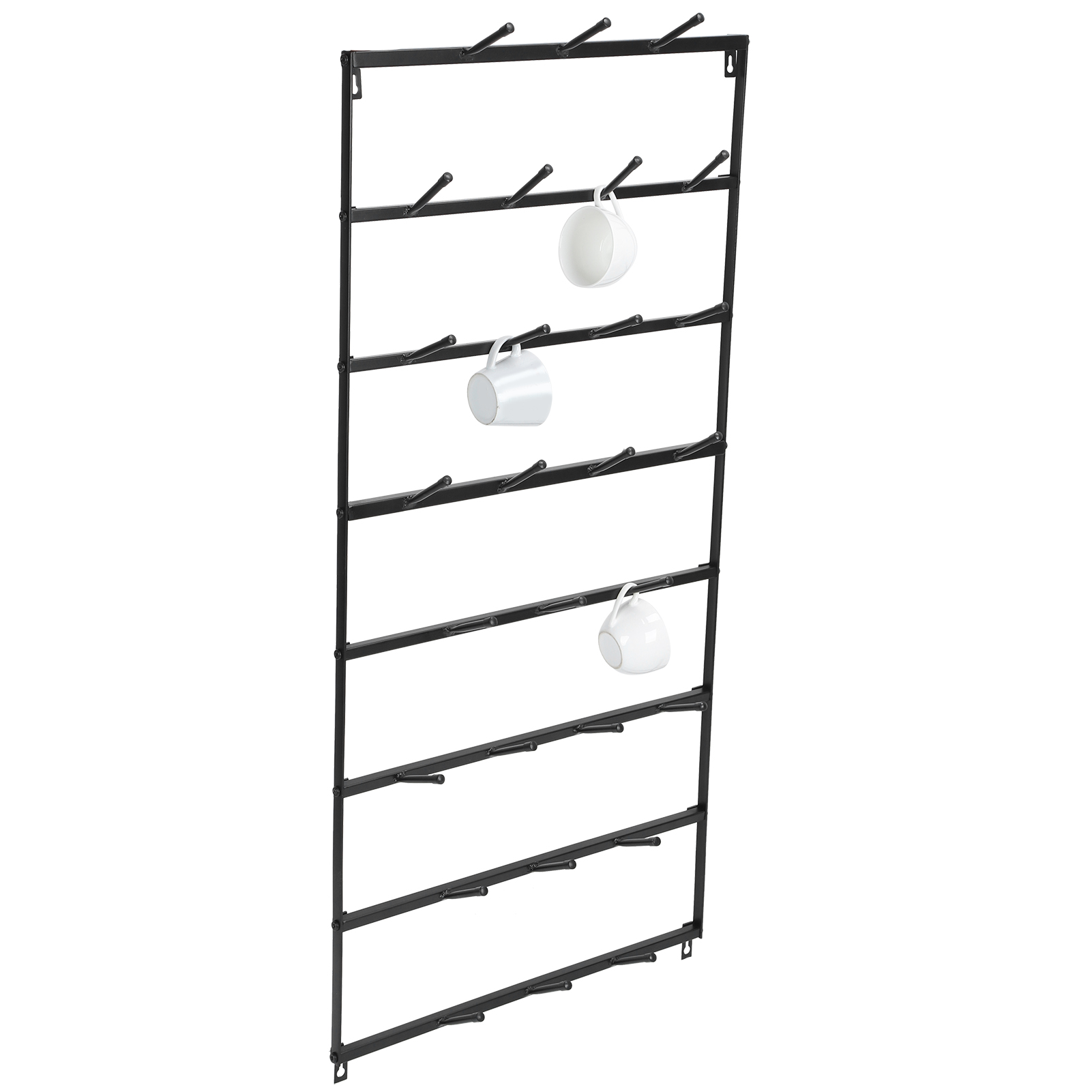 WALFRONT Wrought Iron Mug Cup Rack 4 5 6 8 Tier Wall Mounted Coffee Mug