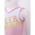 thumbnail image 6 of renvena Youth Girls Cheerleading PerformanceDancewear Cheer Sequins Printed Crop Top with Mini Skirt Cheer leader Uniform Light Pink 8, 6 of 7