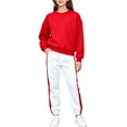 thumbnail image 4 of Kids Unisex Red Tracksuit Set - 2-Piece Crew Neck Top & Elastic Waist Pants, 100% Polyester, Machine Washable, Sporty-Casual, Sizes 110-160,Size 5-6T, 4 of 5