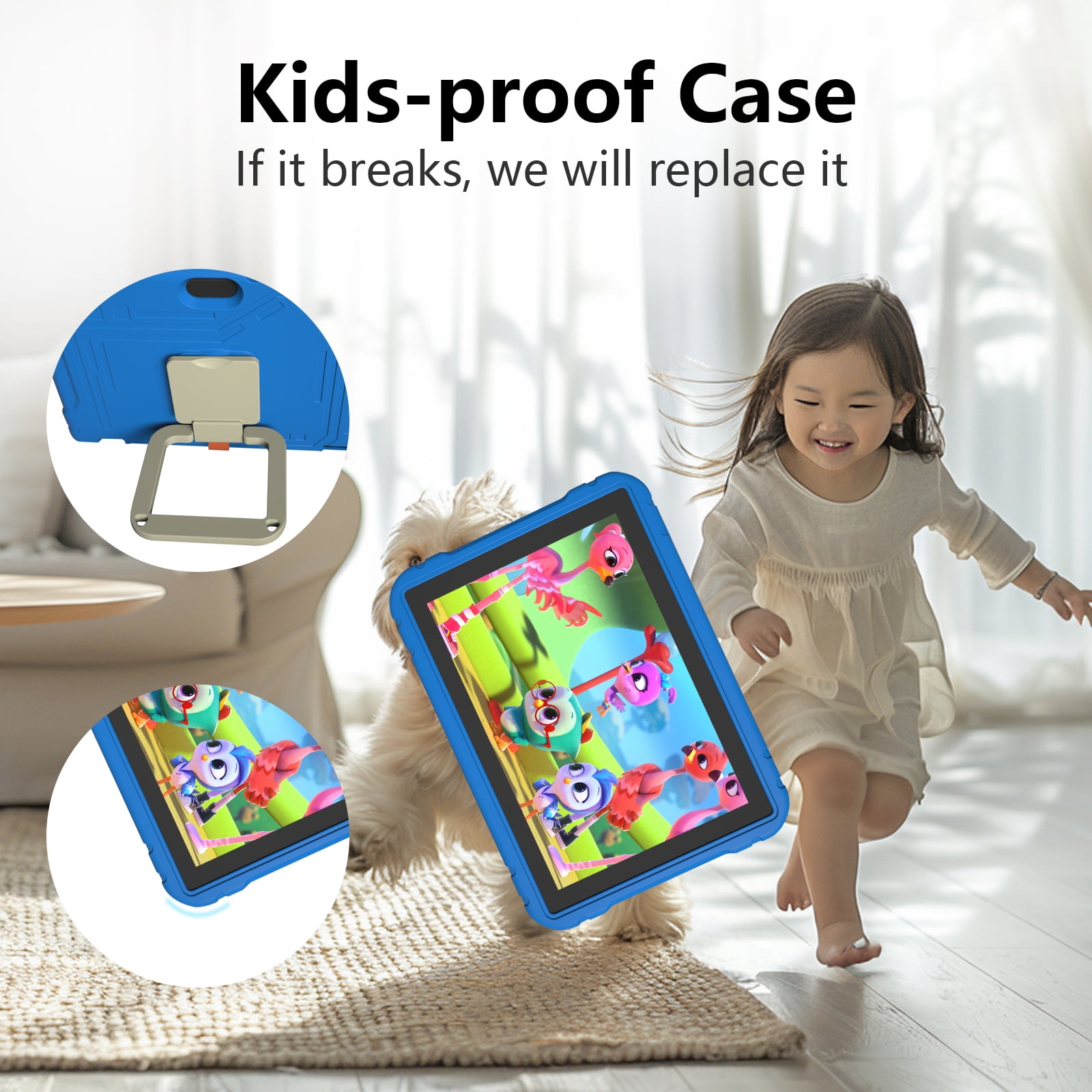 Easyonlife Kids Tablet 10 Inch Android 13 64GB Children Tablets WiFi Kids Content Parental Control Gifts Ages 3-12 Blue