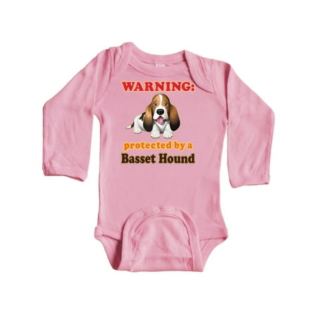 

Inktastic Protected by a Basset Hound Funny Dog Gift Baby Boy or Baby Girl Long Sleeve Bodysuit