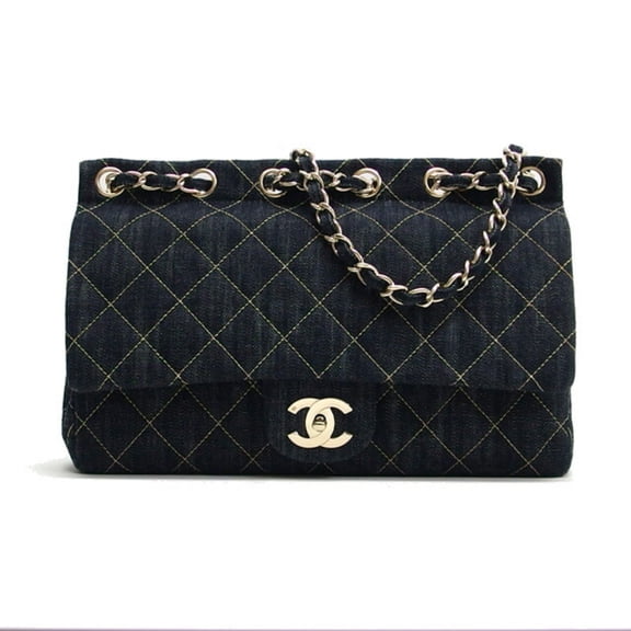 Pre-Owned Chanel Matelasse Sparkling Denim Chain Shoulder Bag Indigo Unused