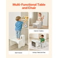 thumbnail image 6 of VEVOR Montessori Weaning Table and Chair Set, 3 In 1 Wooden Toddler Table and Chairs with Chalkboard, Adjustable Height Montessori Table for Ages 1-5, Ideal for Drawing, Reading, Eating - White, 6 of 9