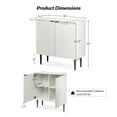 thumbnail image 2 of Tina's Home 35" Tall White 2-Door Accent Cabinet with Linear Groove Design, Wood Legs, Storage Cabinet for Bedroom, Living Room, Bathroom or Entryway, 2 of 8