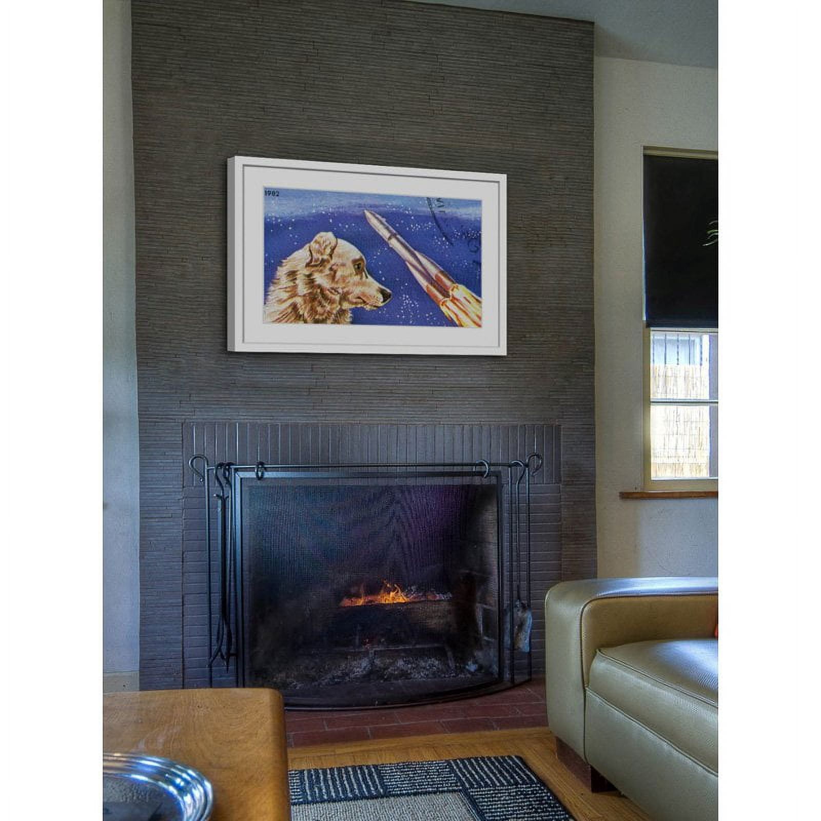 "Dog Watches Takeoff" Framed Painting Print