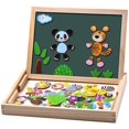 thumbnail image 1 of Rompecabezas magnético de madera JAMW 100 piezas Tablero magnético de doble cara Juguete educativo para niños de 3 años y más, 1 of 5
