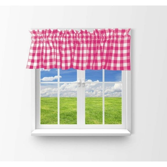 cotton gingham checkered window valance 58 wide fuchsia