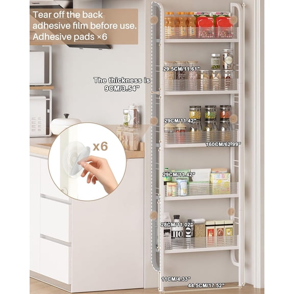 Behind The Door Bathroom Shelf Narrow 5-Tier