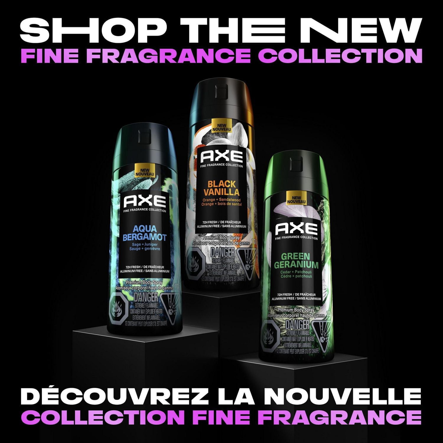 AXE Fine Fragrance Collection Premium Body Spray for Men, Blue Lavender deodorant, with 72H odour protection and freshness, infused with lavender, mint, and amber essential oils, 113g