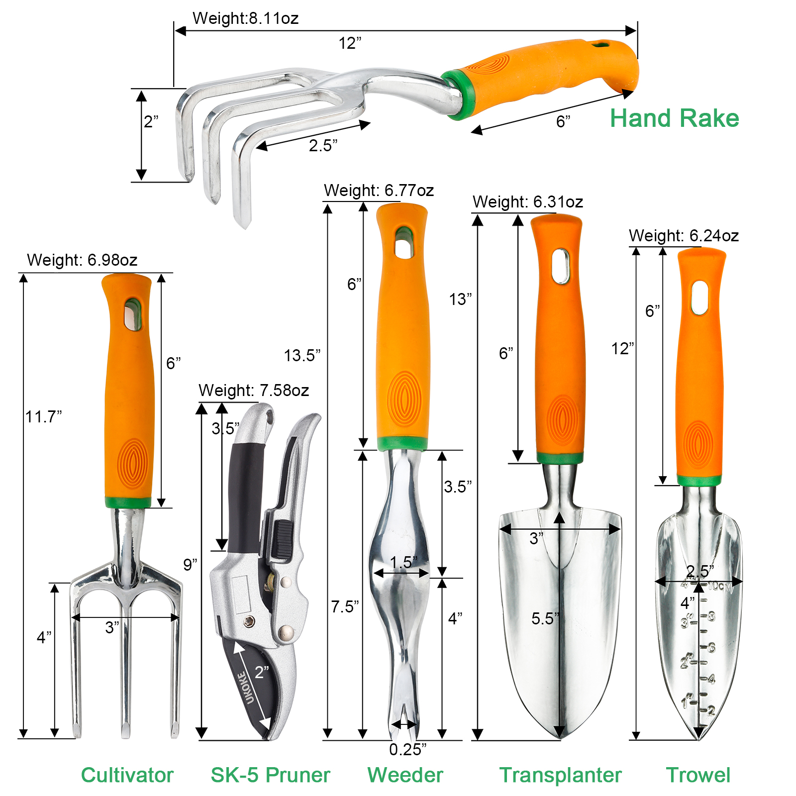 Ukoke 12-Piece Aluminum Garden Tools Set photo 3