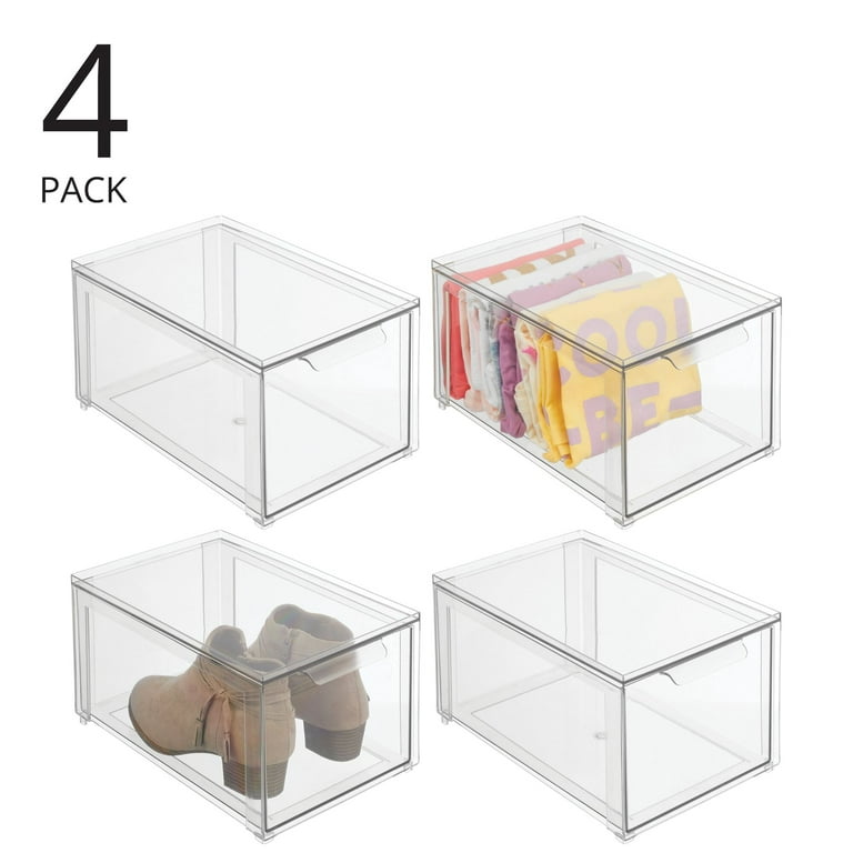 mDesign Plastic Stackable Office Storage Organizer, Drawer, 4 Pack
