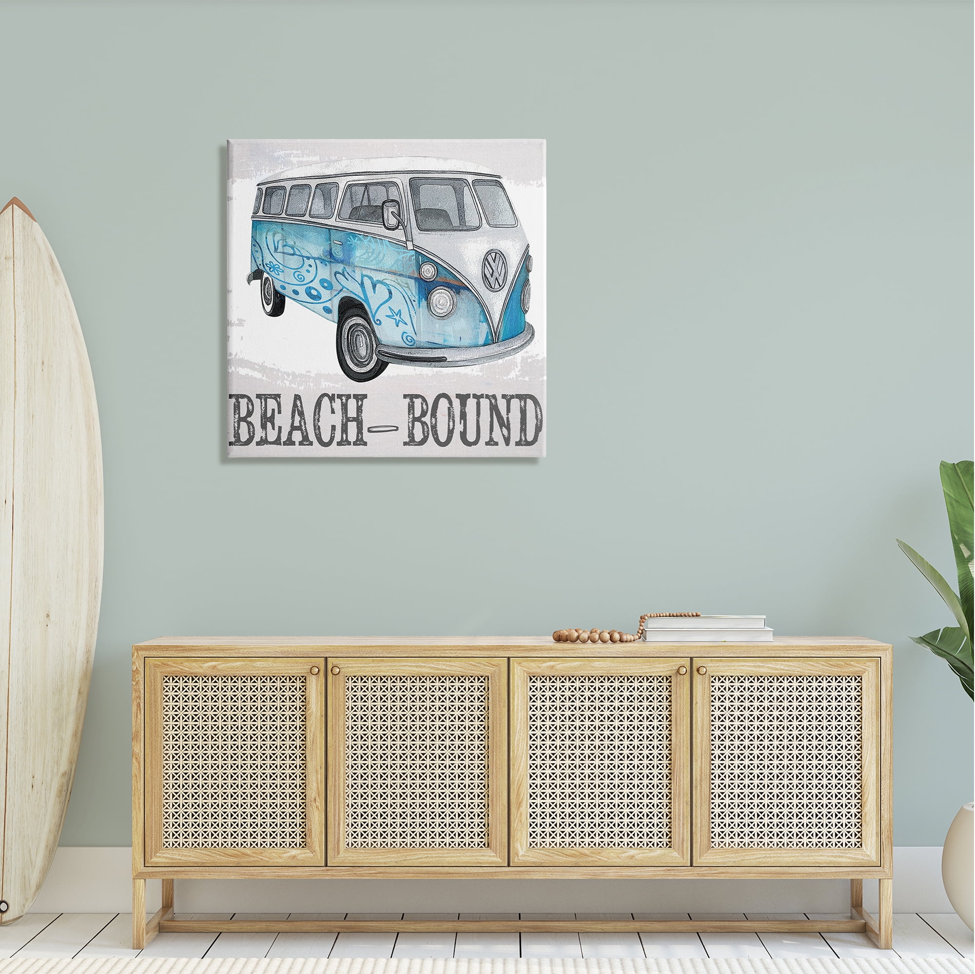 Stupell Beach Bound Summer Vacation Van Landscape Painting Gallery Wrapped Canvas Print Wall Art