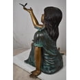 thumbnail image 4 of Nifao Girl with butterflies, green shirt Bronze Statue – Home Office Decor Sculpture, 27"L x 17"W x 24"H, 4 of 11