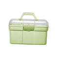 thumbnail image 5 of Portable Handled Storage Box Sewing Box 2 Layers Art Craft Organizer Lockable Container with Lid for Cosmetic Manicure Tools Green, 5 of 8