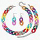 thumbnail image 2 of Bohemian Style Acrylic Necklace Set with Chunky Chain Choker Earrings and Bracelet for Women, 2 of 5