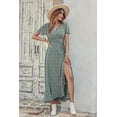 thumbnail image 4 of PRETTYGARDEN Women's Summer Wrap Maxi Dress Casual Boho Floral V Neck Short Sleeve Ruffle Hem Split Beach Long Dresses, 4 of 8