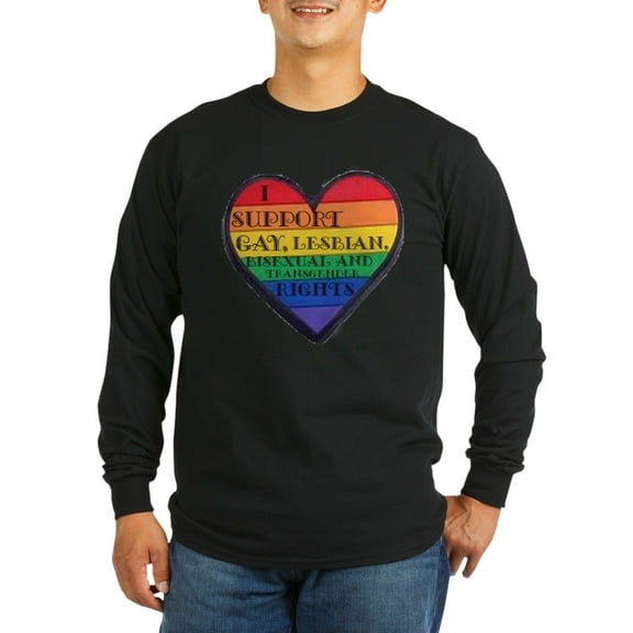 CafePress - I Support GLBT Rights Long Sleeve Dark T Shirt - Long Sleeve Dark T-Shirt