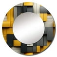 thumbnail image 2 of Designart "Harmonious Yellow and Grey Geometric Blocks I" Geometric Rund Mirror For Wall Decor - Large Yellow Round Print Mirror - Round Modern Mirror - Wall Mounted Round Large Mirror - 23" x 23", 2 of 6