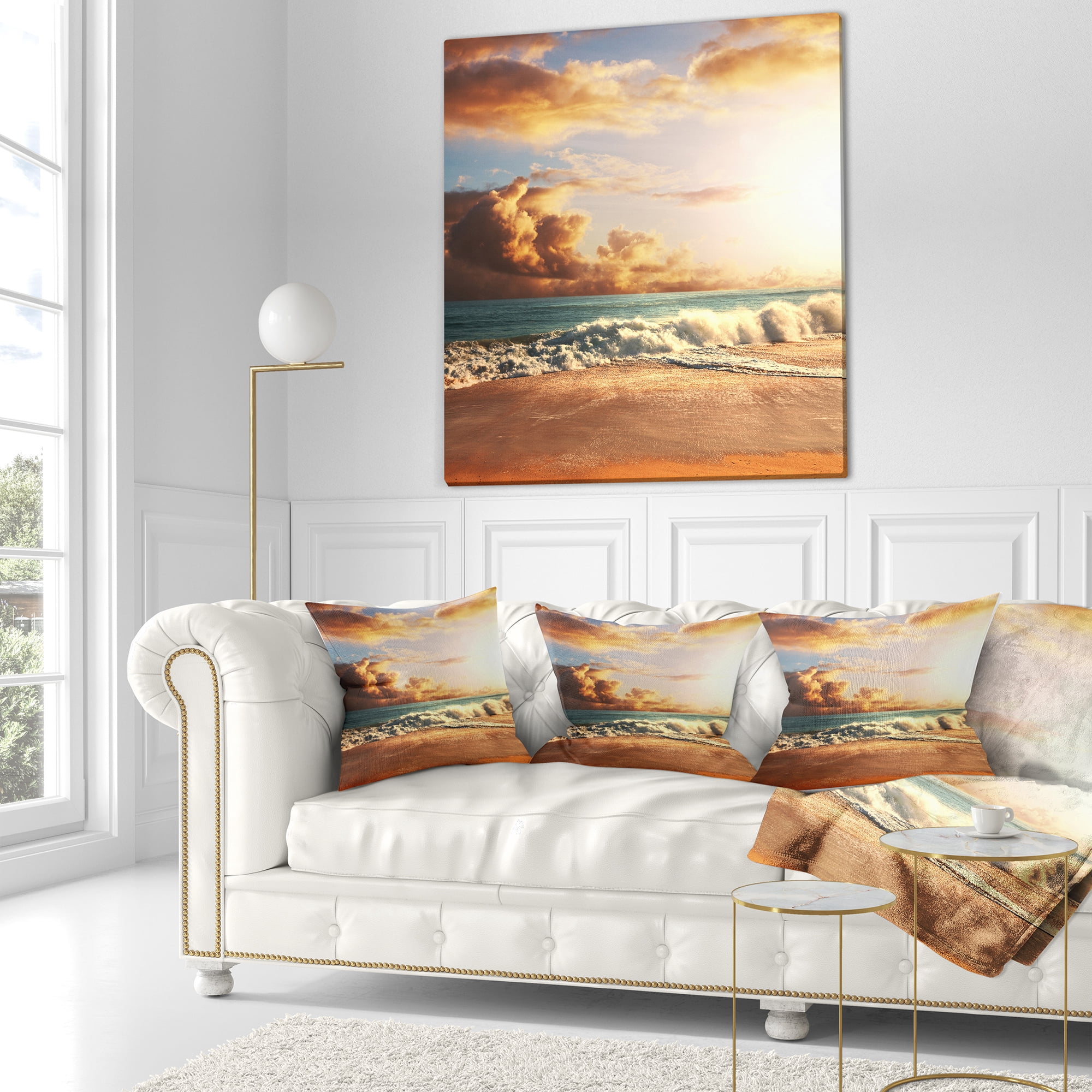 Designart 18" x 18" Sea & Shore Polyester Throw Pillow