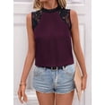 thumbnail image 5 of Women'S Lace Sleeveless Tops Pleated Summer Tank Tops 2025 Dressy Casual Sleeveless Shirts Blouse Wine Red M, 5 of 9